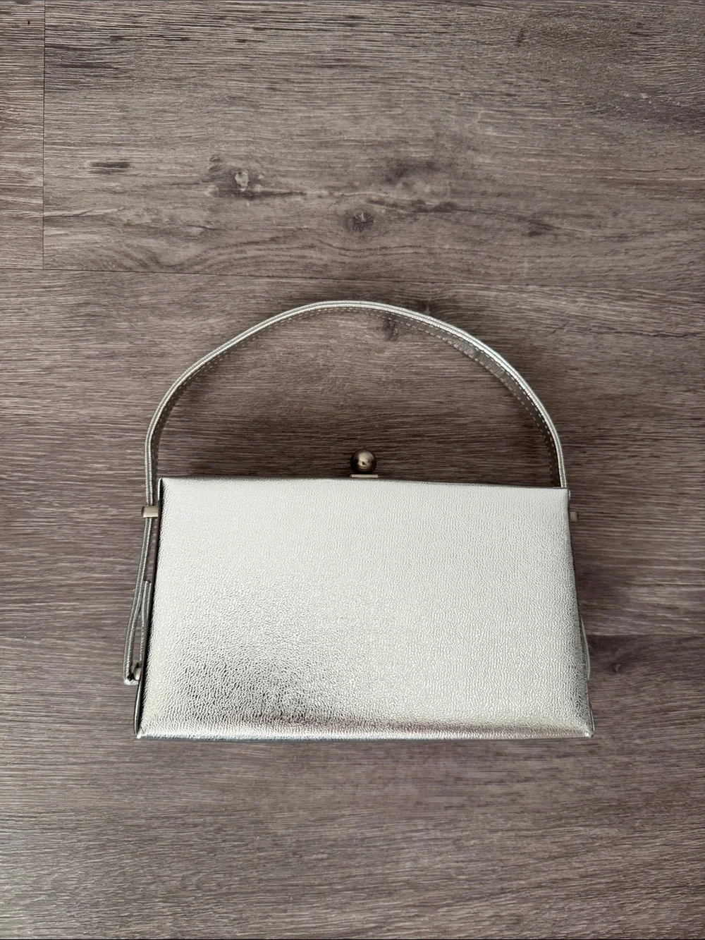 Vintage Metallic Silver Evening Top-Handle Bag - Picture 1 of 10